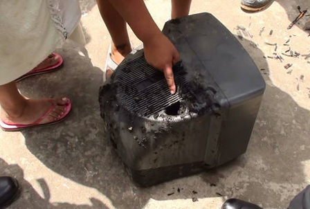 amago incendio tv quemada